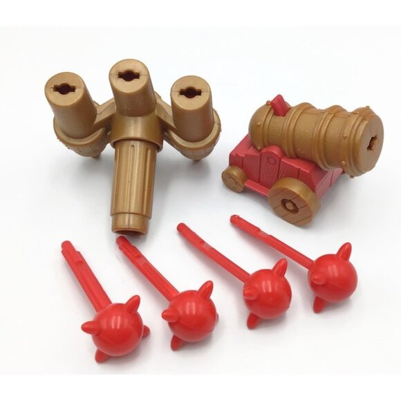 Imaginext Pirate Raider Ship Triple & Gold Wheel Cannons + 4 Cannonball Missiles - Picture 1 of 6